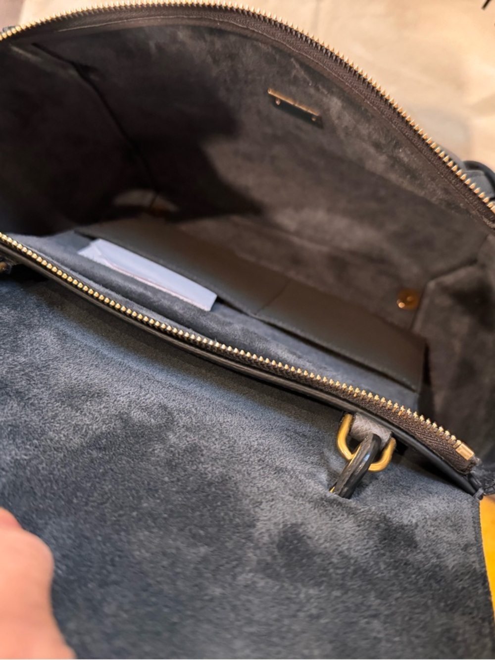 💯 💯% Celine Dark Gray Leather Top-Handle Satchel - Picture 5 of 13